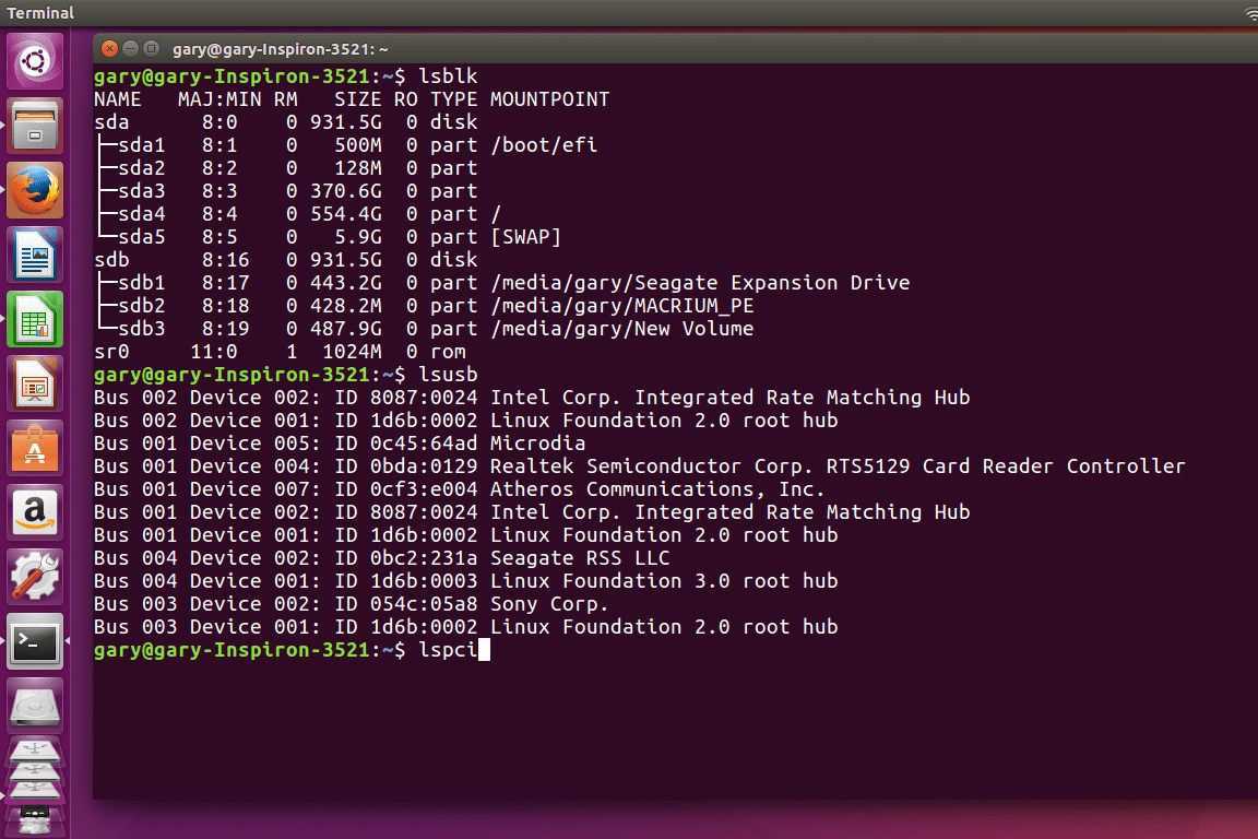 Как вывести список устройств вашего компьютера из терминала linux