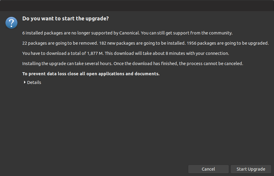 Installing upgrade package