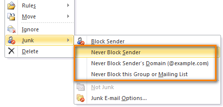 How to configure outlook junk mail filter to stop spam email