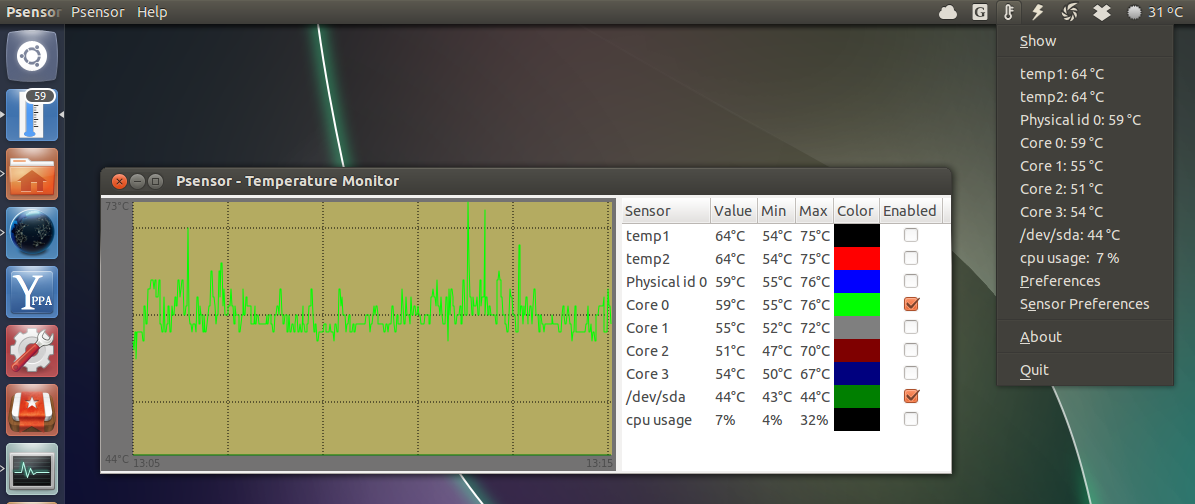Temp linux. Psensor. LM-sensors Ubuntu. Sensors Linux. Удаленный мониторинг температуры.
