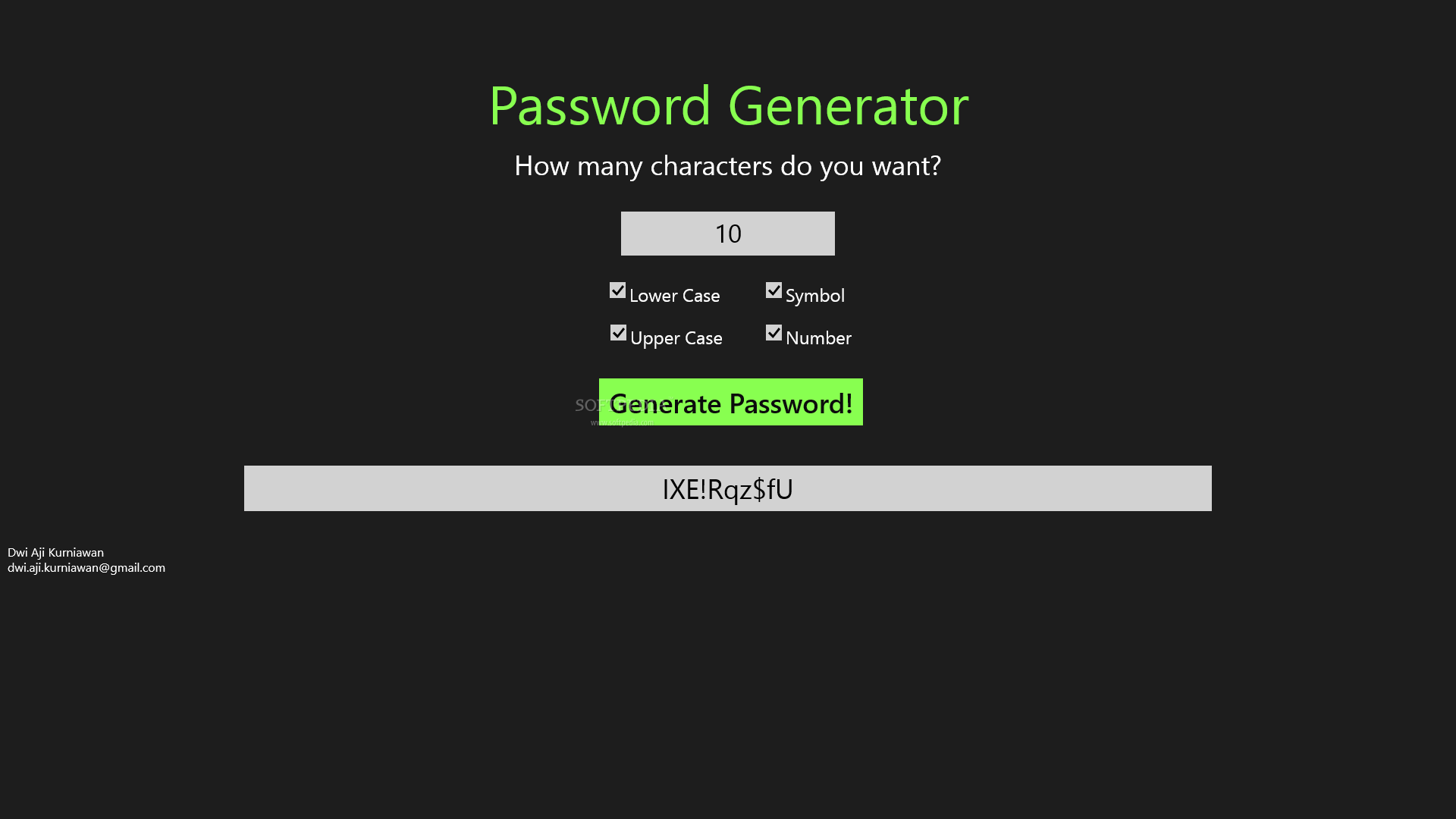 Программа которая при запуске генерирует пароль