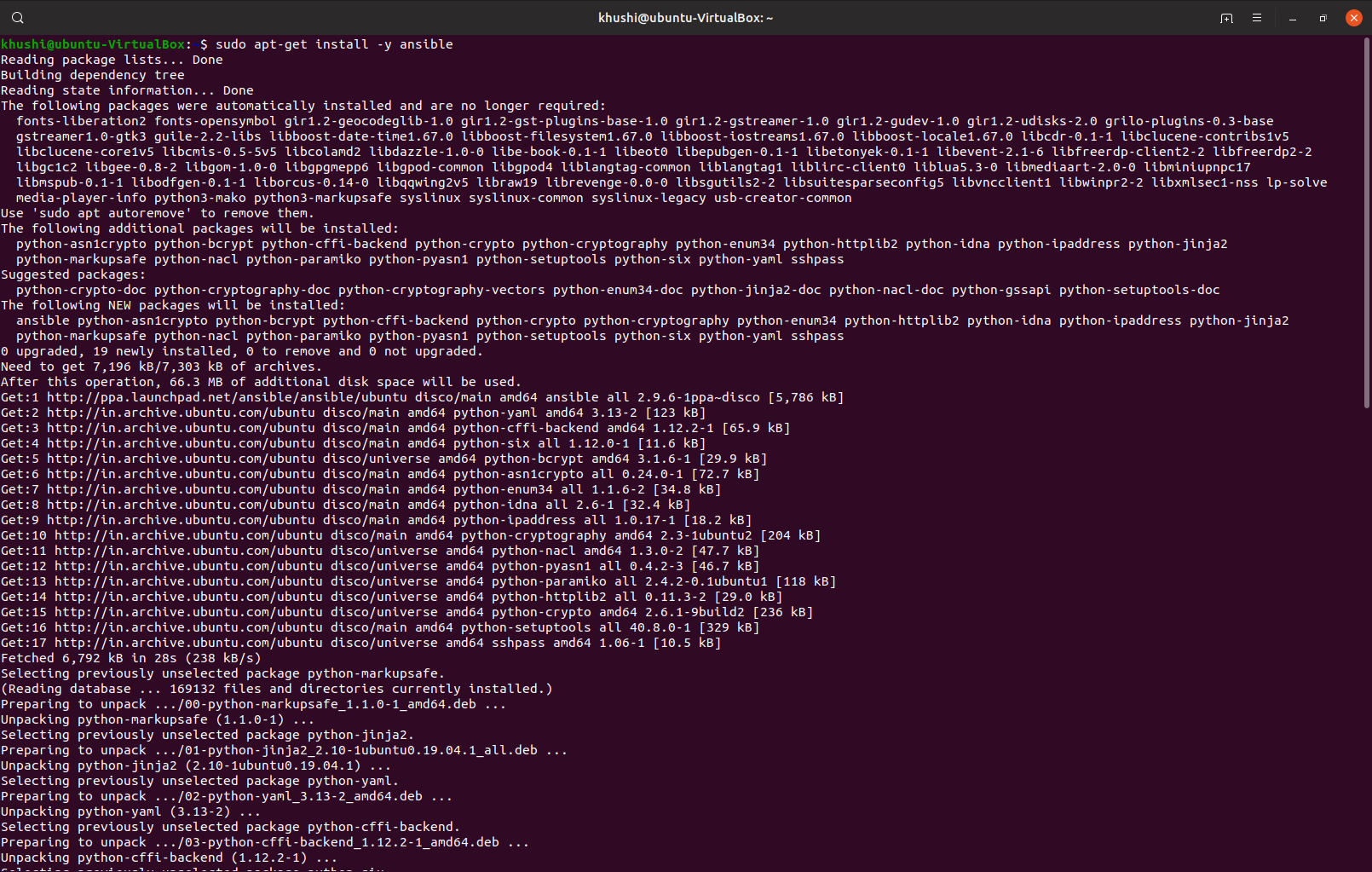 Установка и настройка ansible в ubuntu 18.04