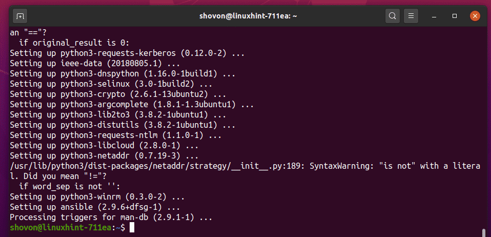 Как установить ansible awx 17.1.0 на ubuntu 20.04