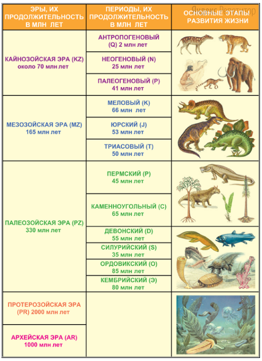 Архейская протерозойская палеозойская мезозойская кайнозойская. Эра Продолжительность эры млн лет таблица. Периоды развития земли в хронологическом порядке.
