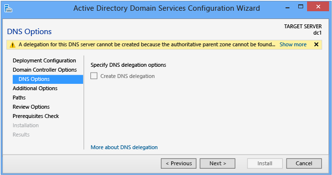 Directory options. Делегирование зоны DNS Active Directory. Сервер ad на 150 пользователей. Option delegate. A delegation for this DNS Server cannot be created because the authoritative parent Zone.